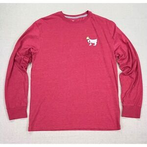 GOAT USA Mens Medium Long Sleeve T-Shirt Red Chuck The Goat Graphic Golf Tee